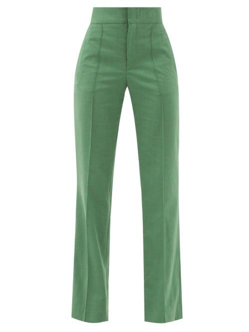 Matchesfashion.com Isabel Marant - Sorokia High-rise Crepe Trousers - Womens - Green