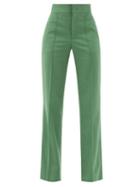 Matchesfashion.com Isabel Marant - Sorokia High-rise Crepe Trousers - Womens - Green