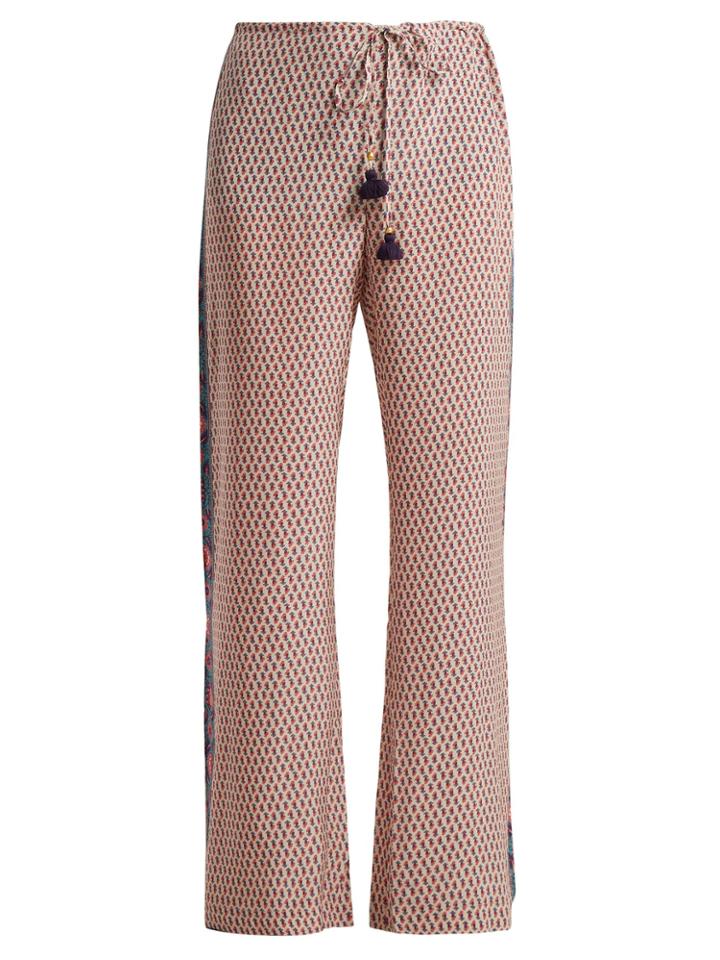 Figue Estella Floral-print Silk Trousers