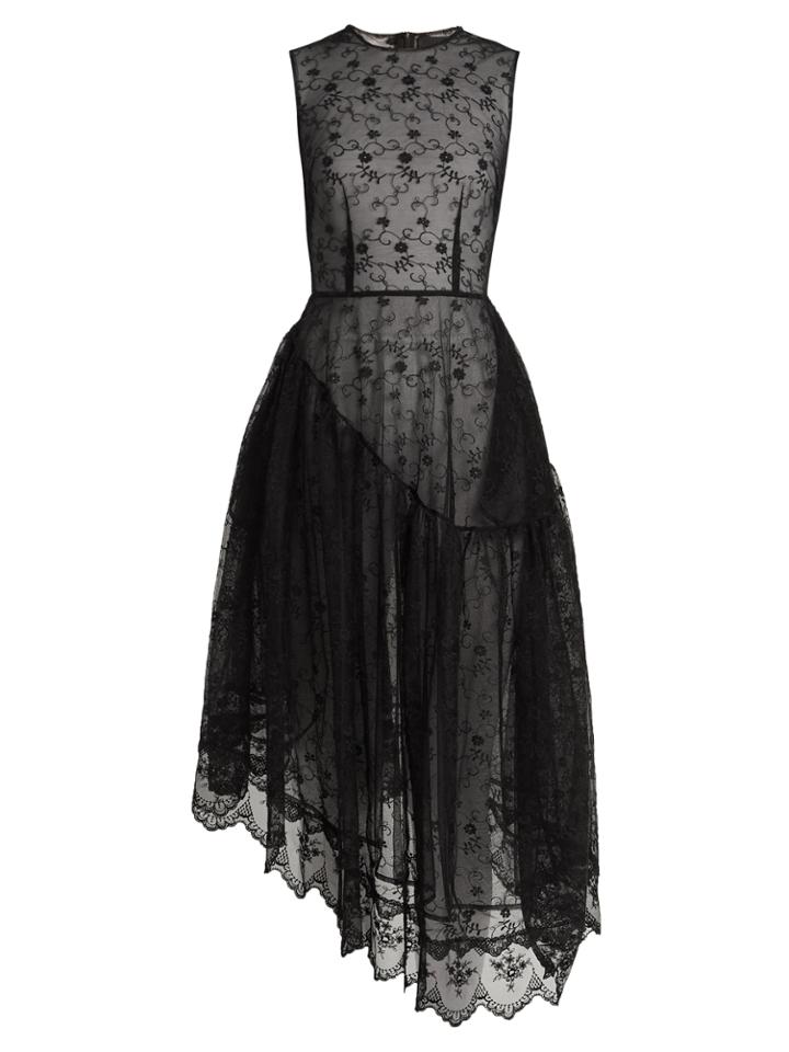 Simone Rocha Asymmetric-hem Floral-lace Dress