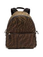 Mens Bags Fendi - Ff-vertigo Jacquard Twill Backpack - Mens - Brown Multi