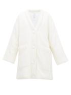 Matchesfashion.com Mm6 Maison Margiela - Rib-knit Padded Wool-blend Cardigan - Womens - Ivory