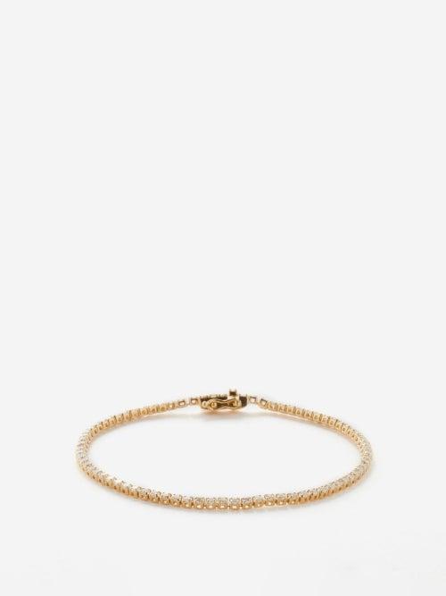Shay - Single Line Diamond & 18kt Gold Tennis Bracelet - Womens - Gold Multi