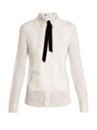 Lanvin Velvet-ribbon Chantilly-lace Shirt