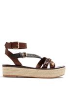 Burberry Malthouse Leather Platfrom Espadrille Sandals