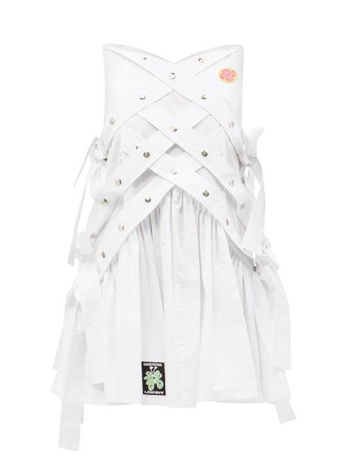 Chopova Lowena - Harness A-line Cotton-poplin Mini Dress - Womens - White