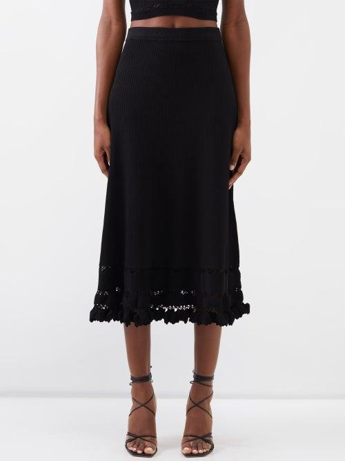 Ulla Johnson - Matteo High-waist Crochet-hem Skirt - Womens - Black