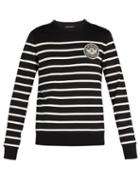 Matchesfashion.com Balmain - Breton Stripe Sweatshirt - Mens - Black