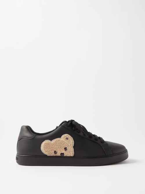 Palm Angels - Teddy Bear-appliqu Leather Trainers - Mens - Black