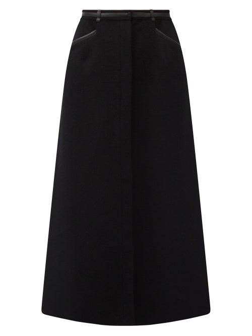 Matchesfashion.com Gabriela Hearst - Alina High-rise Felted Midi Skirt - Womens - Black