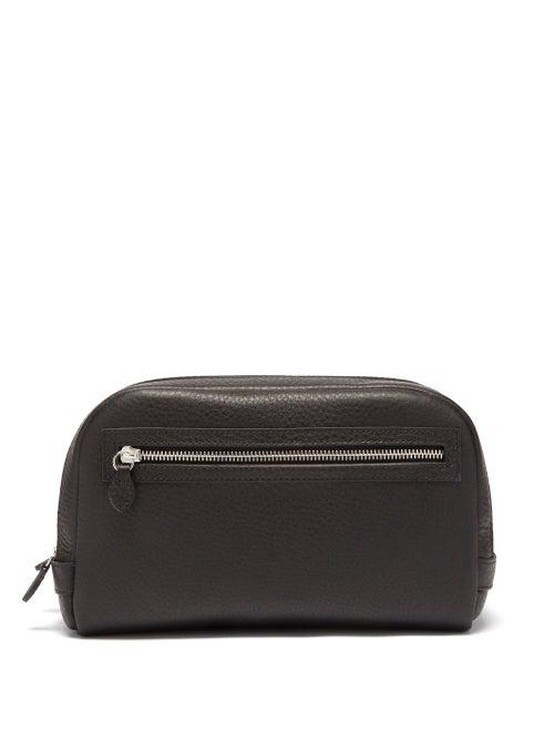F. Hammann - Double-zip Grained-leather Wash Bag - Mens - Black