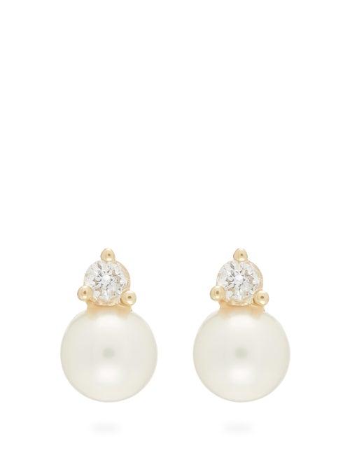 Matchesfashion.com Mizuki - Diamond & Pearl Earrings - Womens - Pearl