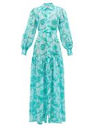 Matchesfashion.com Evi Grintela - Delphine Floral-print Cotton Dress - Womens - Blue Print