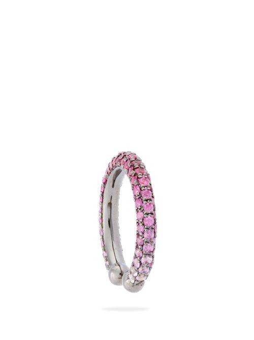 Matchesfashion.com Lynn Ban - Orbital Sapphire, Ruby & Rhodium Plated Ear Cuff - Womens - Pink