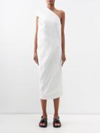 Issey Miyake - Asymmetric Draped Jersey Midi Dress - Womens - White