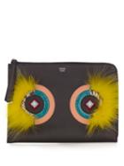 Fendi Leather And Fur Pouch