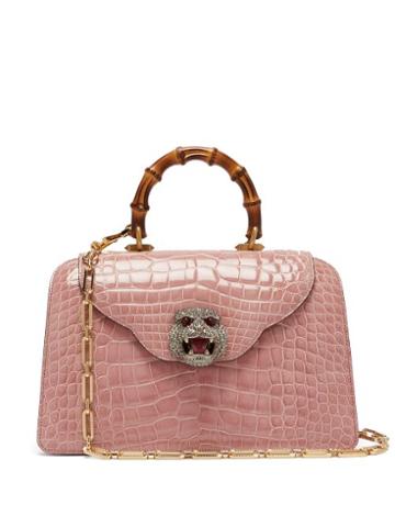 Matchesfashion.com Gucci - Thiara Bamboo Handle Crocodile Leather Bag - Womens - Light Pink