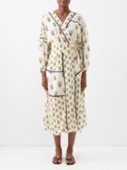 Rhode - Vedha Floral-print Cotton-blend Wrap Dress - Womens - Ivory Multi