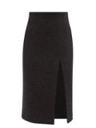 16arlington - Fonda Side-slit Wool-mlange Midi Skirt - Womens - Black
