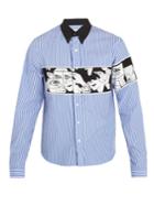 Prada Comic-print Striped Cotton-poplin Shirt