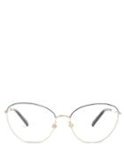 Matchesfashion.com Valentino - Oval Cat Eye Metal Glasses - Womens - Blue Gold
