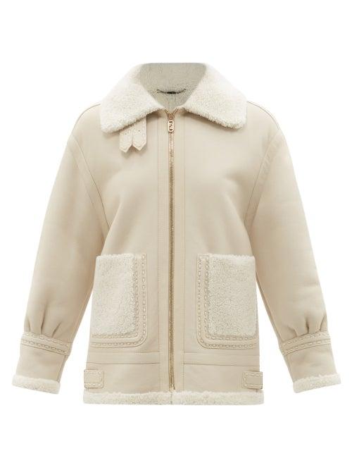 Fendi - Oversized Shearling Jacket - Womens - White