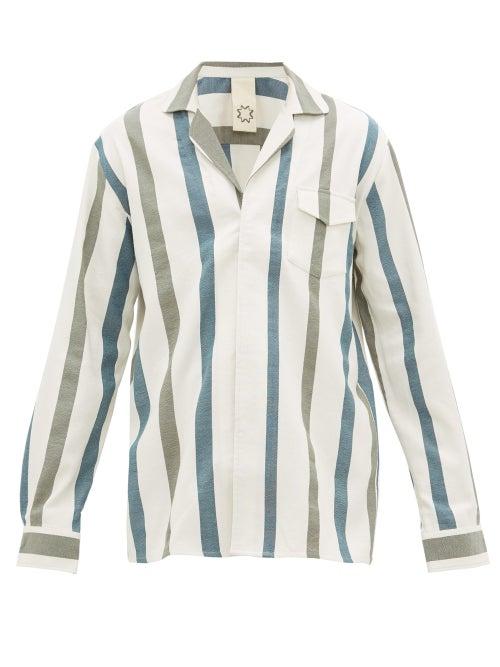 Matchesfashion.com Marrakshi Life - Striped Cotton-blend Pyjama Shirt - Mens - Cream Multi