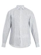 Matchesfashion.com Frescobol Carioca - Striped Linen Shirt - Mens - Grey Multi