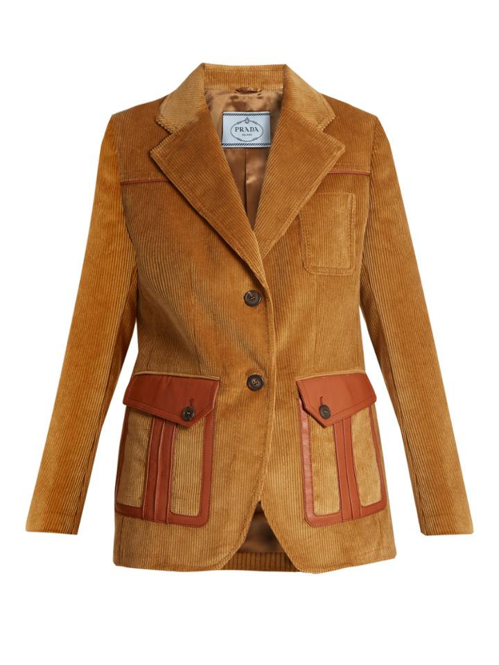 Prada Leather-trimmed Corduroy Blazer