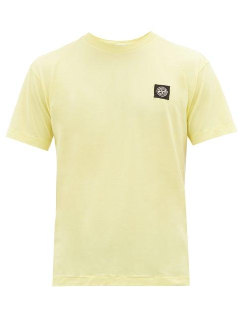 Matchesfashion.com Stone Island - Logo-patch Garment-dyed Cotton T-shirt - Mens - Yellow
