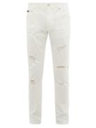 Matchesfashion.com Dolce & Gabbana - Distressed Slim Leg Jeans - Mens - White