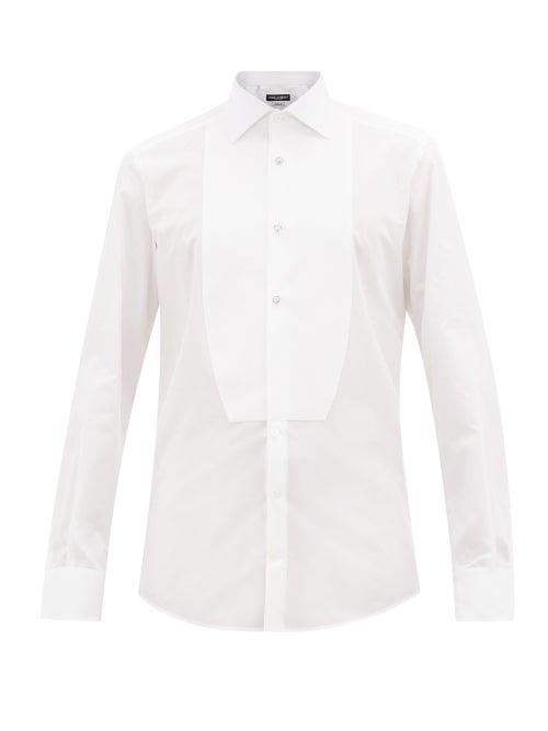 Matchesfashion.com Dolce & Gabbana - Crystal-button Bib-front Cotton Shirt - Mens - White
