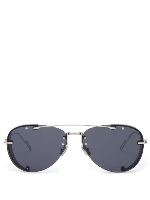 Matchesfashion.com Dior Homme Sunglasses - Diorchroma Metal Aviator Sunglasses - Mens - Silver