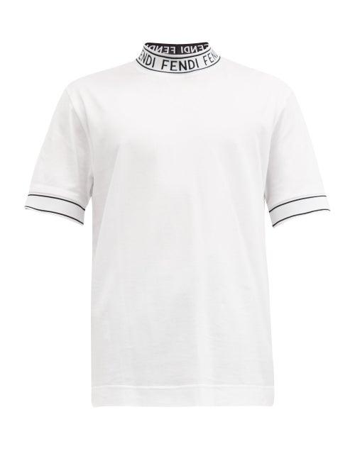 Matchesfashion.com Fendi - Logo-jacquard Cotton-jersey T-shirt - Mens - White