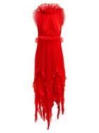 Matchesfashion.com Givenchy - Ruffle Trimmed Pleated Silk Dress - Womens - Red Multi
