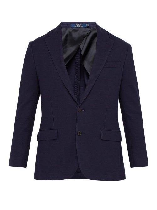 Matchesfashion.com Polo Ralph Lauren - Morgan Single Breasted Cotton Piqu Blazer - Mens - Navy