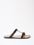 Fendi - Logo-embellished Leather Sandals - Womens - Black