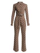 Matchesfashion.com Diane Von Furstenberg - Michele Diamond Print Silk Jumpsuit - Womens - Brown Print