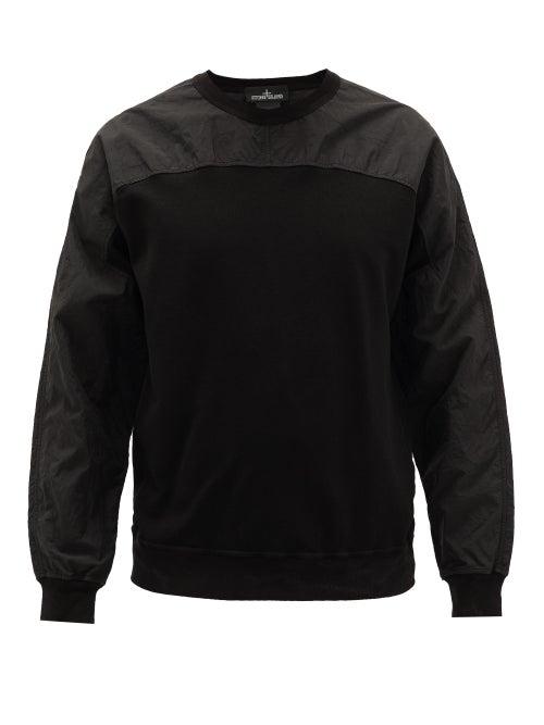 Matchesfashion.com Stone Island Shadow Project - Shell-trimmed Cotton-blend Knitted Sweatshirt - Mens - Black