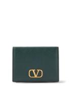 Valentino Garavani - V-logo Grained-leather Wallet - Womens - Dark Green
