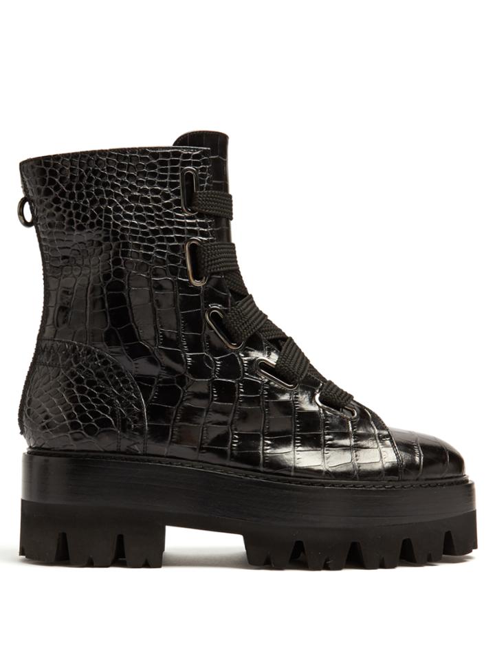 Ellery Sunny Crocodile-effect Leather Platform Boots
