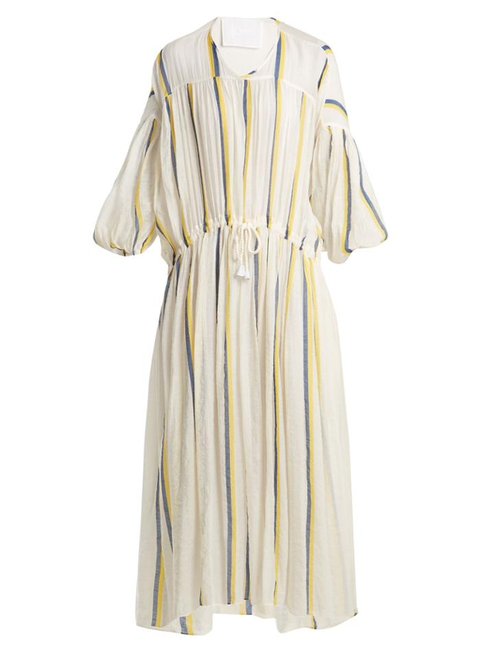Love Binetti Dropped Shoulder Striped Cotton Dress