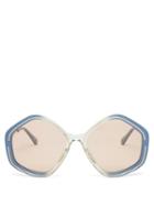 Chlo - Kheene Oversized Acetate Sunglasses - Womens - Blue Multi