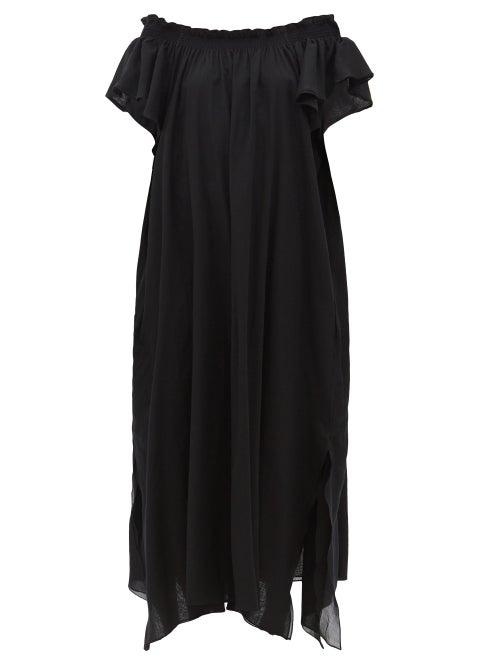 Loup Charmant - Hydra Off-the-shoulder Organic-cotton Poplin Dress - Womens - Black