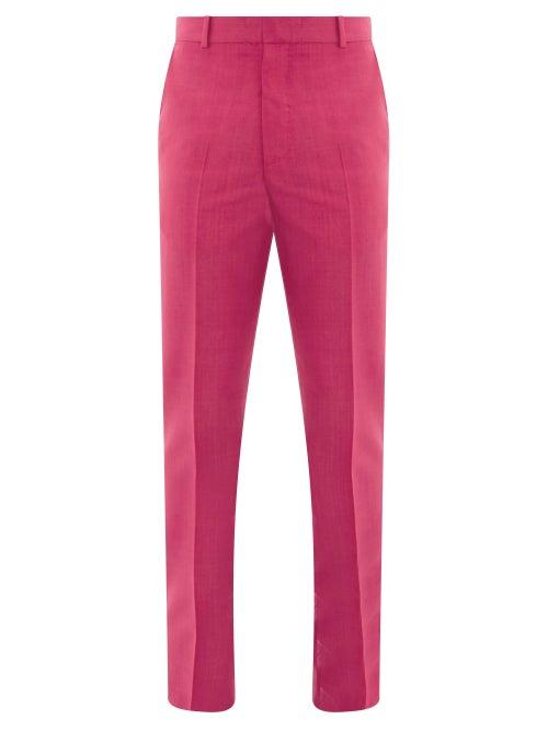 Matchesfashion.com Alexander Mcqueen - Wool-blend Slim-fit Trousers - Mens - Pink