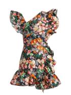Matchesfashion.com Isabel Marant - Malvern Ruffle Trimmed Floral Print Dress - Womens - Navy Multi