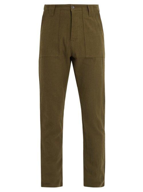 Matchesfashion.com The Lost Explorer - Fatigue Cotton And Wool Blend Trousers - Mens - Green