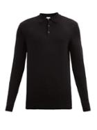 Matchesfashion.com Sunspel - Long-sleeved Merino-wool Knitted Polo Shirt - Mens - Black