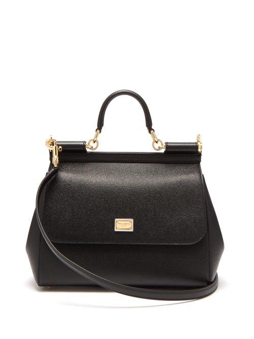 Matchesfashion.com Dolce & Gabbana - Sicily Medium Grained Leather Bag - Womens - Black