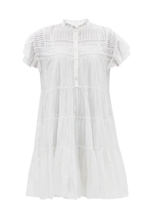 Isabel Marant Toile - Lanikaye Pintucked Cotton-voile Mini Dress - Womens - White